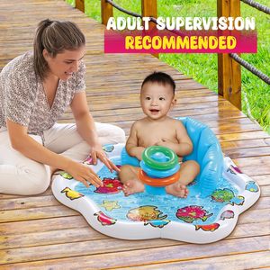Bouée gonflable pour bébé avec auvent imprimé poisson, siège flottant pour nourrisson avec anneaux de jeu pour tout-petit - Product Image 2