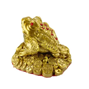 Chinese Traditional Fortune Animal Art Table Top Decoration Gold Color Home Decor Brass Animal Toad Ornaments