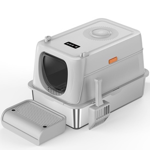 OEM Extra Wide Entrance Edelstahl Geschlossene Katzen toilette mit Klappdeckel Easy Clean Covered Metal Kitty Katzen toilette - Product Image 5