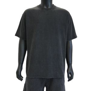 Camiseta de punto personalizada con lavado vintage, al por mayor, con gráfico desgastado, estilo oversize, hip hop, 100% algodón de alto gramaje para hombre, con lavado ácido - Product Image 1