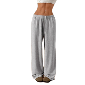 Women's Casual Summer Straight <b>Cargo</b> <b>Pants</b> Solid Color Long <b>Pants</b> <b>Elastic</b> Mid <b>Waist</b> Drawstring Loose Flat Front Plain Dyed - Product Image 1