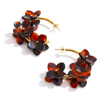 Anting-anting JINYOU 4398 berbahan stainless steel lapis emas dengan resin berbentuk bunga, perhiasan anting hoop gantung untuk liburan wanita