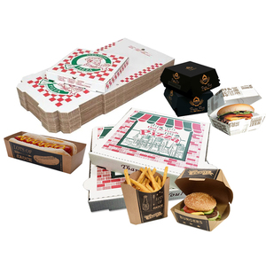 Custom Printed Design Eco 26cm 35cm 40x40 12" 14 18 20 Inch Hot Dog Fries Chicken Burger Carton Takeaway Plain White Pizza Box