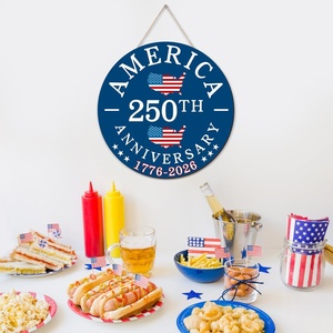 Decoración Novedosa para el Hogar para el Día de la Independencia, Guirnalda Patriótica de 11.8 Pulgadas para Puerta o Pared, Letrero Colgante de Madera para el 250 Aniversario de la Independencia - Product Image 3