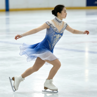 Robe de patinage artistique bleue et blanche, sans manches, en tissu maillé avec strass, pour enfants et adultes, compétition, performance sur glace