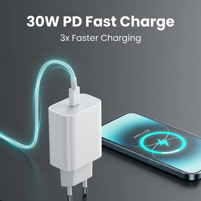 Professional Customized Uk Plug 30w Wall Charger Portable C Port 30w Pd Fast Charger for Mobile Phone