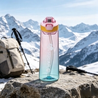 Bouteille Tritan+PP anti-fuite, sans odeur, compatible lave-vaisselle, avec couvercle à ouverture rapide pour boire directement, idéale pour la randonnée et le camping en extérieur