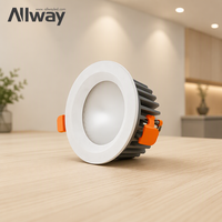 ALLWAY - Installation facile - Luminaire LED encastré rond en aluminium pour intérieur, maison, hôtel, projet - Étanche IP54 - SKD - Usage commercial