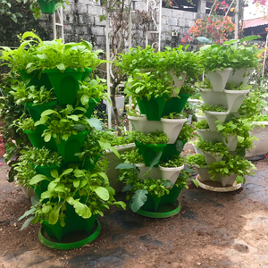 Verified Manufacturer High Quality PP <b>Plastic</b> Stackable Tower Planters Multi-Tier Flower Pots Bulk Sales B2B Supplier - Product Image 2