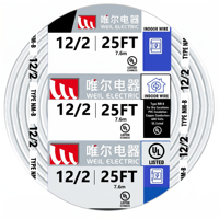 Câble électrique Linsheng 12/2 25FT NM-B pour câblage résidentiel intérieur