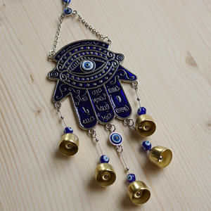 <strong>Blue</strong> Devil's Eye Metal Palm Wind <strong>Bell</strong> Pendant Greek Turkiye <strong>Blue</strong> Eye Jewelry Figurine Wall Decoration Casting Technique - Product Image 5