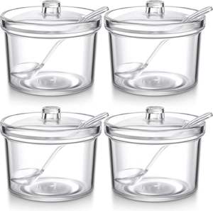 Frascos de condimentos de especias acrílicos de 4 compartimentos transparentes al por mayor de fábrica solo para exhibición - Product Image 4