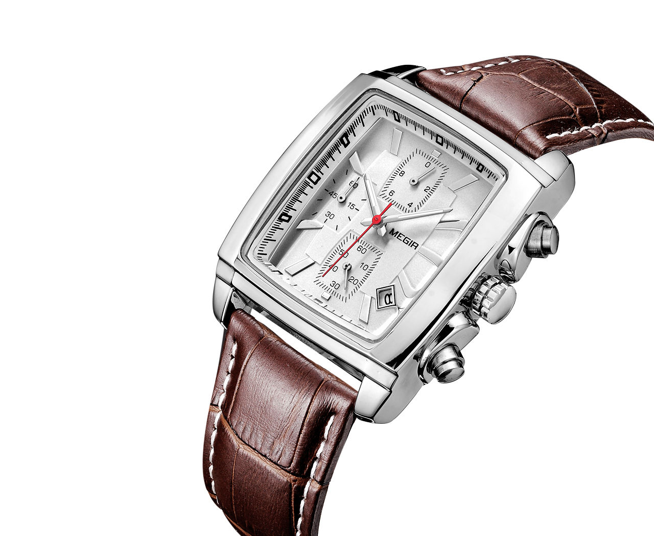 MEGIR jam tangan kulit asli pria, arloji kulit asli Quartz gaya Morden  multifungsi produk baru mode 2028G