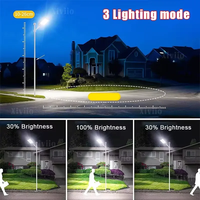 Lampu Jalan tenaga surya Super terang, lampu jalan Sensor gerakan kendali jarak jauh luar ruangan lampu Solar LED 3000W kuat jangkauan lebar 320 °