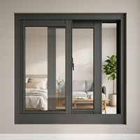 Ventana Corredera Moderna de Aluminio con Doble Acristalamiento, Sin Rotura Térmica, con Malla de Acero Inoxidable para Exteriores de Viviendas, Villas y Hoteles