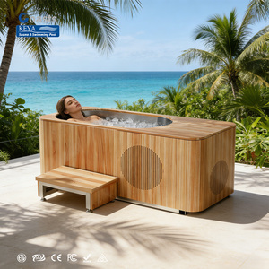 Baignoire Spa Rectangulaire Extérieure 2026 en Cèdre Rouge pour 1 Personne avec Refroidisseur de <span class=keywords><strong>Bain</strong></span> de Glace 1 CV pour Plongée Froide et Relaxation - Product Image 1