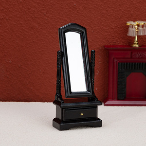Miroir d'habillage complet américain miniature bricolage jouet en bois montage au sol miroir modèle chambre armoire de rangement accessoire poupée - Product Image 2