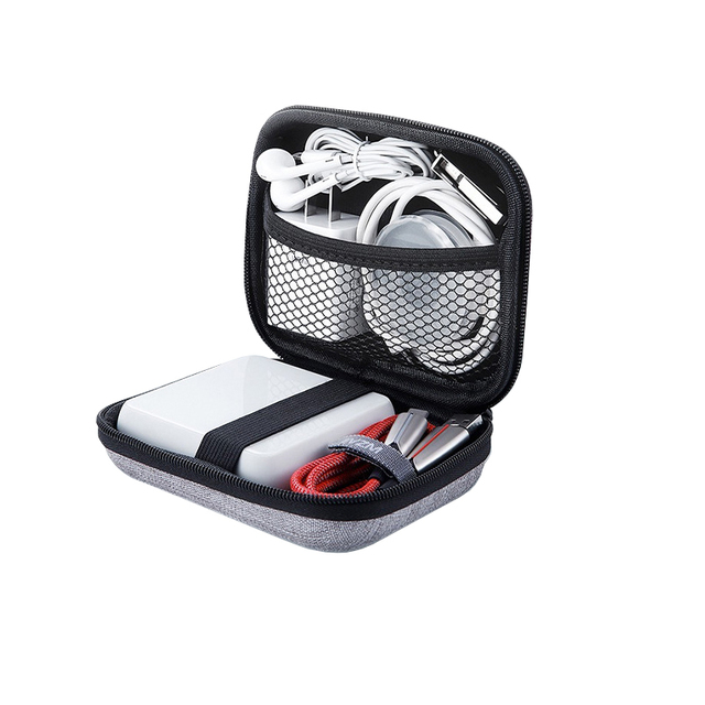 EVA Carrying Case for Earbuds Cables Earphone Small Digital Accessories Organizer Zipper Pouch Waterproof Storage Hard Shell Bag