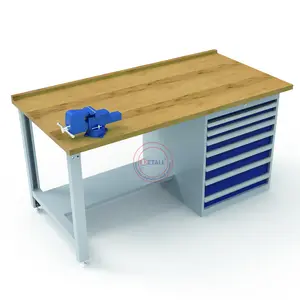 工作台工业工作台金属工作台带山毛榉木质桌面