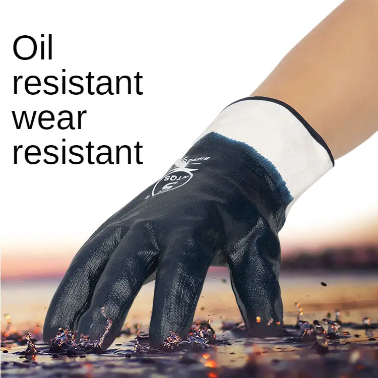 Low MOQ Oil Resistant Waterproof Cut Protection Non Slip Cotton Work Rubber Coated Safety Gloves