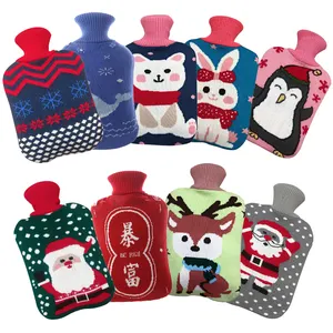 Warm Hands Silicone Hot, Water Bag With Cover,Small Rubber Hot Water Bottle With Fleece Cover/