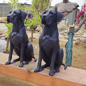 Op maat gemaakte levensgrote bronzen hondenstandbeeld dierenbeeld antiek traditioneel gegoten buitenlandschap decoratie - Product Image 3