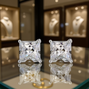 Pendientes de moda con piedra principal cuadrada de 8 mm x 8 mm, estilo para las cuatro estaciones - Product Image 2