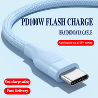 Kabel Data Tipe-C 100W dengan Jalinan Nilon untuk Pengisian Cepat iPhone Android, Kabel USB-C Kompatibel dengan Ponsel dan Power Bank