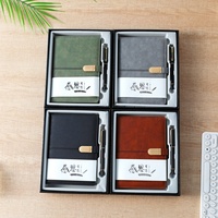 Carnet A5 en cuir PU, ensemble cadeau avec stylo, 100 feuilles 100 g/m², style vintage rétro, fermoir doré, reliure cousue, cadeau d'affaires, vente en gros