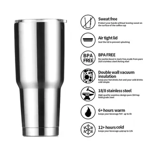 Taza de café de doble pared con logotipo personalizado, vaso aislado de acero inoxidable, 30oz, venta al por mayor