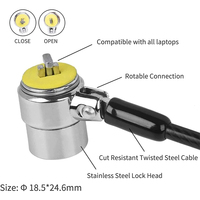 Almohadilla de alta seguridad para teléfono móvil, doble cabezal, cable de acero, 1,9 m, cerradura para ordenador portátil