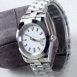 Montre en acier NH35 personnalisée avec logo DIY, 36 mm/39 mm, mouvement automatique, cadran blanc, étanche 10 bars/100 mètres, montre-bracelet de luxe pour homme - Product Image 4