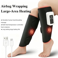 Masseur de jambes électrique à compression d'air avec chaleur et massage par pétrissage, masseur de mollets rechargeable 2000 mAh avec fonction minuterie