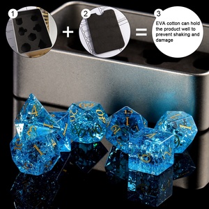 Dados DND poliédricos al por mayor, cristal agrietado artificial azul para juegos de mesa - Product Image 4