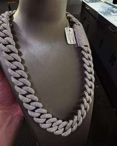 Collar de Cadena Cubana de Plata 925 Chapado en Oro de Estilo Premium con Brillantes Piedras de Moissanita para Colecciones de Joyería Hip Hop - Product Image 2