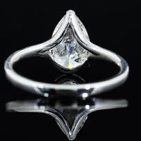 Bague de fiançailles solitaire à trois griffes en or blanc massif 14K/18K avec diamant de laboratoire taille poire 3 carats, certifié IGI CVD/HPHT