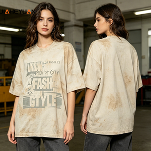 T-shirt Oversize in Cotone Pesante con Effetto Usurato, Lavaggio Acido e Lavaggio Neve, Stile Streetwear a Maniche Corte - Product Image 3