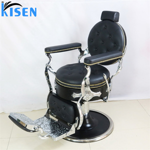 KISEN Modern Luxury High Beauty Quality <b>Leather</b> <b>Black</b> Portable Hair Barber Shop Metal Salon Barber <b>Chair</b> - Product Image 3