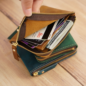 Avrupa tarzı popüler kare kart tutucu çantalar en kaliteli hakiki deri fermuar cüzdan mens için - Product Image 3