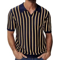Ottoknit Polo en tricot à rayures Style breton classique Col côtelé Polo en tricot intemporel pour hommes