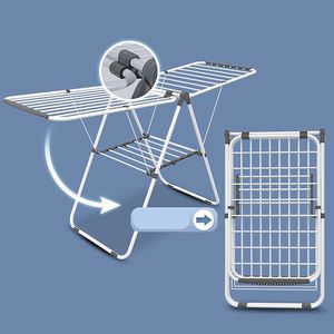 4 Way Metal 18m Collapsible <b>Space</b> <b>Saving</b> Mobile Clothing Drying Rack for Home Use - Product Image 3