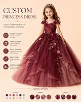Robe de princesse personnalisée ODM pour filles - Col rond, superposée, ornée de perles, design élégant, saison printemps, longueur mi-mollet