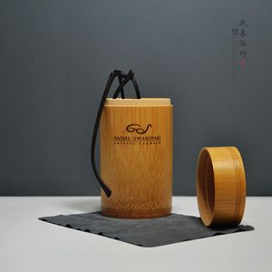 Bamboo Eyeglass Case Round Carbonized Color For Eyeglasses Storage Tube JY 03 - Product Image 1