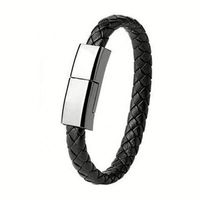Bracelet en cuir avec câble USB de type C et micro USB pour la charge rapide et la synchronisation des données