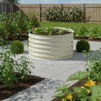 Jardinière surélevée contemporaine pour l'extérieur, ensemble de jardinage écologique en acier galvanisé, grande capacité, personnalisable, imperméable, forme ronde