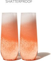 30 pack 12oz PET Tritan Clair Sans Pied Flûtes à Champagne En Plastique Verre de Vin Sans Pied Avec Rose D'or Jante/Or Jante Incassable