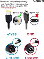 Chargeur Adaptateur Secteur Câble Convertisseur pour Lenovo 45W 65W 90W Standard Câble d'Alimentation Mince Carré Jaune