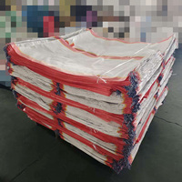 Kantong Kemasan Plastik Putih Berpinggir Biru Bahan Baku Virgin Berkualitas Tinggi, Kantong Polypropylene, Karung Anyaman PP untuk Beras, Biji-bijian, Jagung