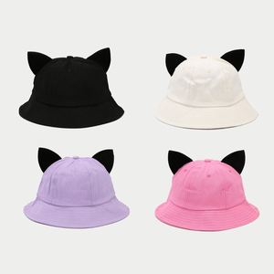 Trendy Brand Cartoon Little Devil Ear Dome-shaped Solid Color Adjustable 100% Cotton Breathable Fisherman Sun <b>Hat</b> - Product Image 3