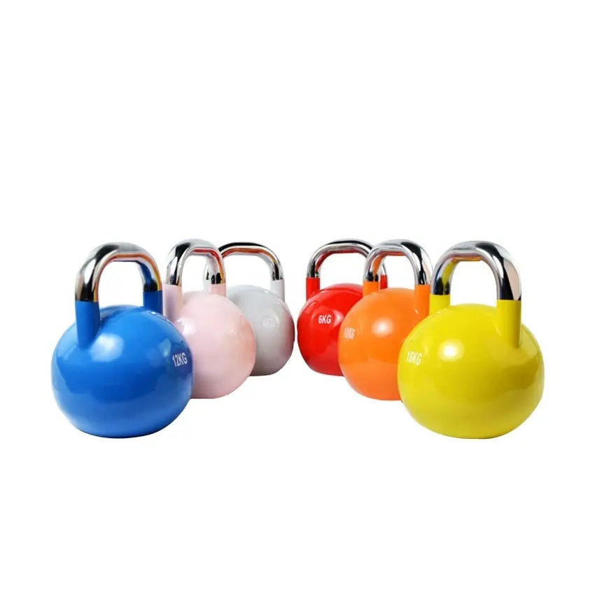 Kettlebell-Equipo de Fitness hecho en china, pesas de Color personalizadas, pesas de competición, Kettlebell de acero